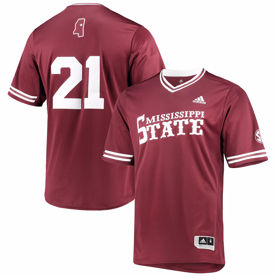 Men's adidas Maroon Mississippi State Bulldogs Replica V-Neck Baseball Jersey - Jersey