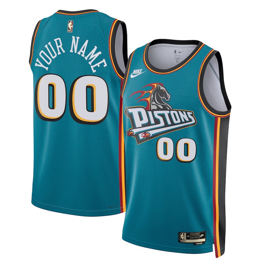 Unisex Detroit Pistons Nike Teal 2022/23 Custom Swingman Jersey - Classic Edition - Jersey