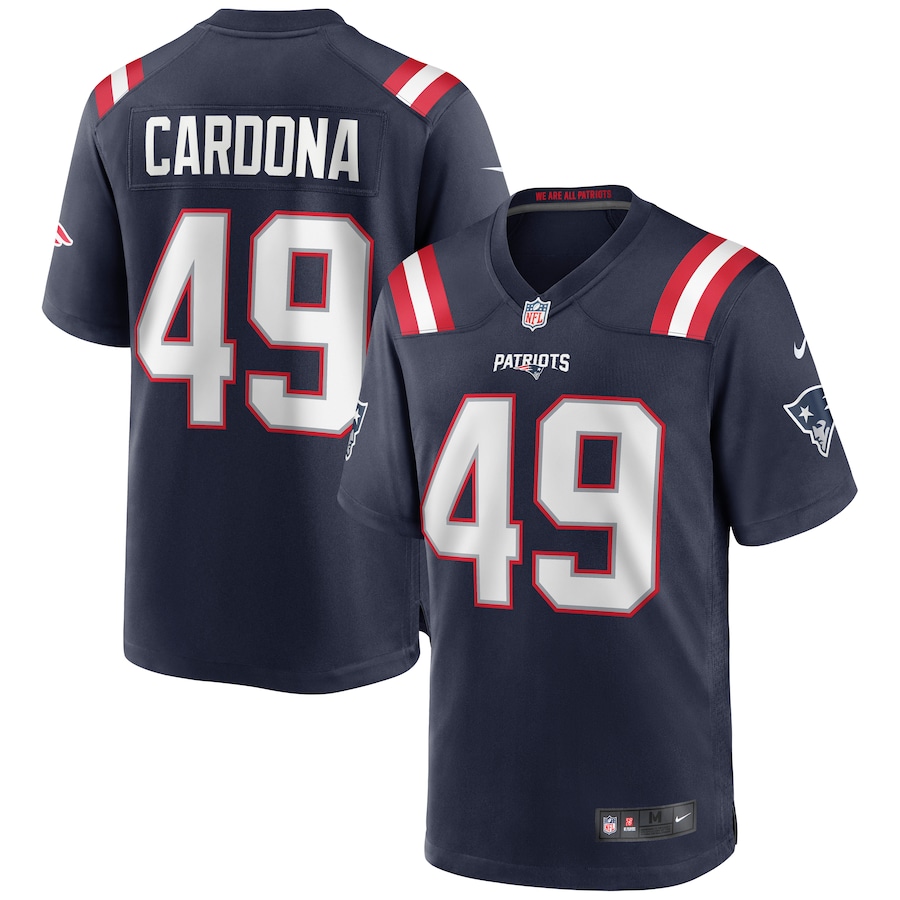 Men's New England Patriots Joe Cardona Nike Navy Game Jersey - Jersey