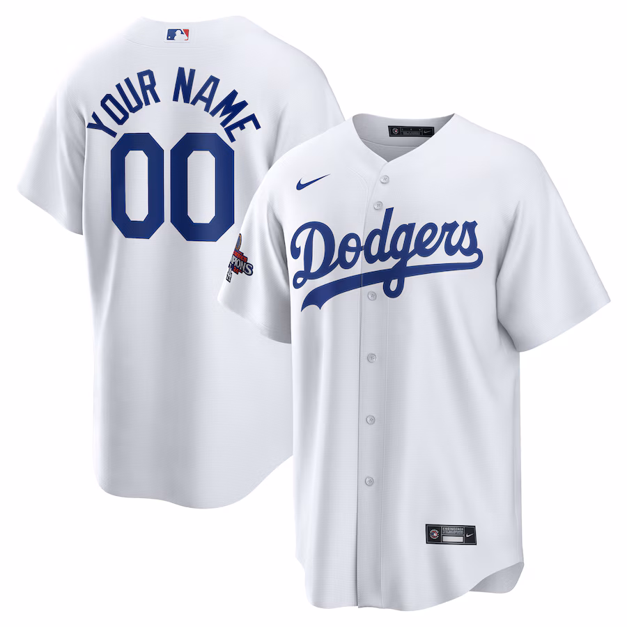 Men's Los Angeles Dodgers Nike White 2024 World Series Champions Home Custom Replica Jersey - Jersey