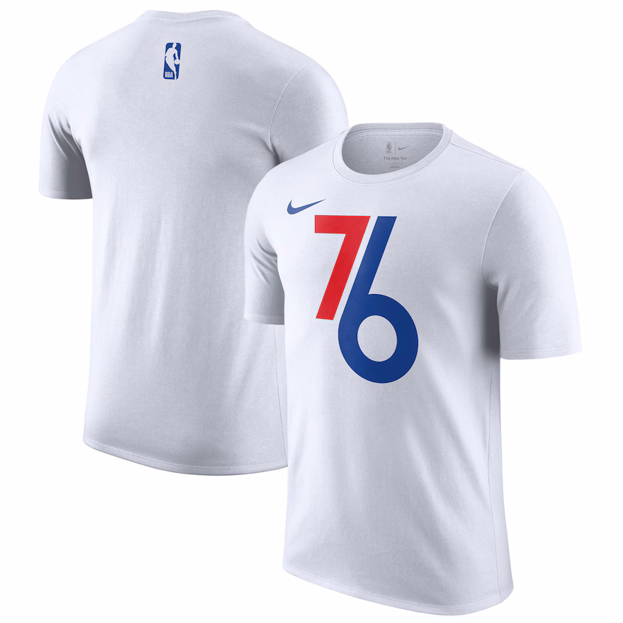 Men's Philadelphia 76ers Nike White 2024/25 City Edition Essential Logo T-Shirt - Jersey