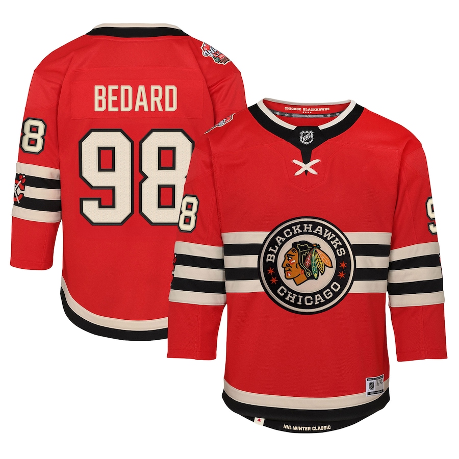 Youth Chicago Blackhawks Connor Bedard Red 2025 NHL Winter Classic Premier Player Jersey - Jersey