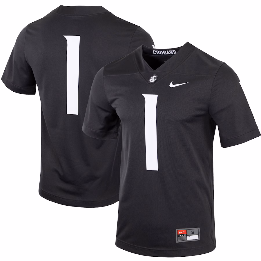 Men's Nike #1 Charcoal Washington State Cougars Untouchable Football Jersey - Jersey