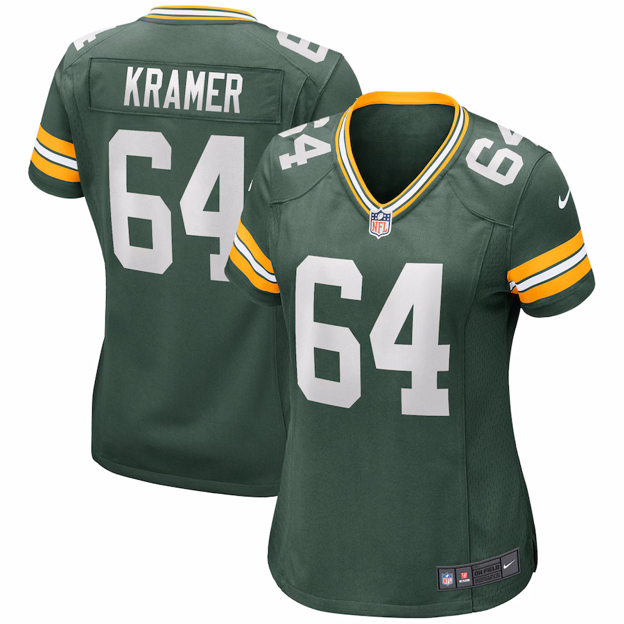Women's Green Bay Packers Jerry Kramer Nike Green Game Retired Player Jersey - Jersey