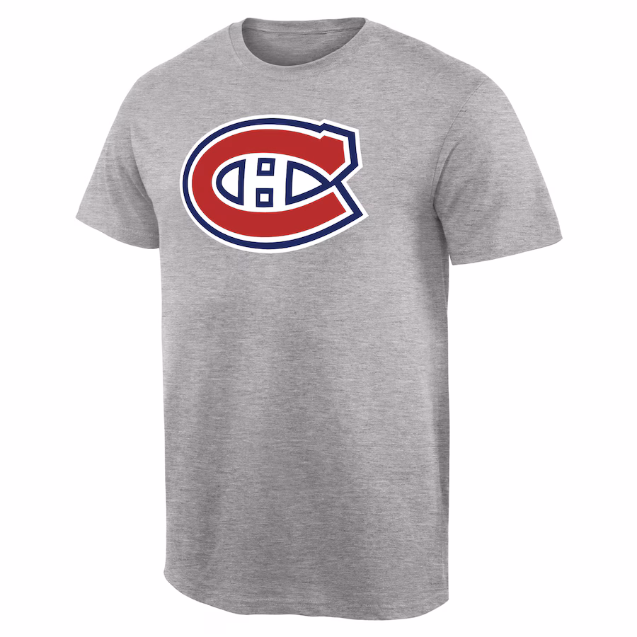 Men's Montreal Canadiens Ash Team Primary Logo T-Shirt - Jersey