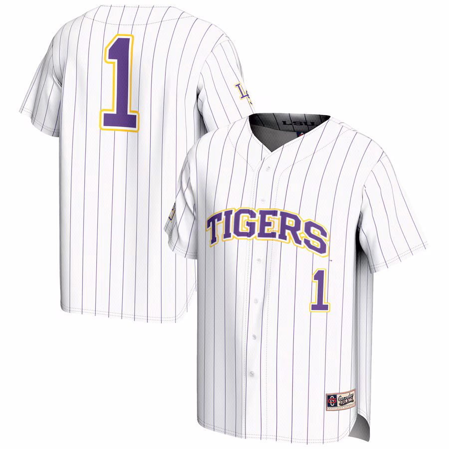 Youth GameDay Greats #1 White LSU Tigers Lightweight Baseball Jersey - Jersey