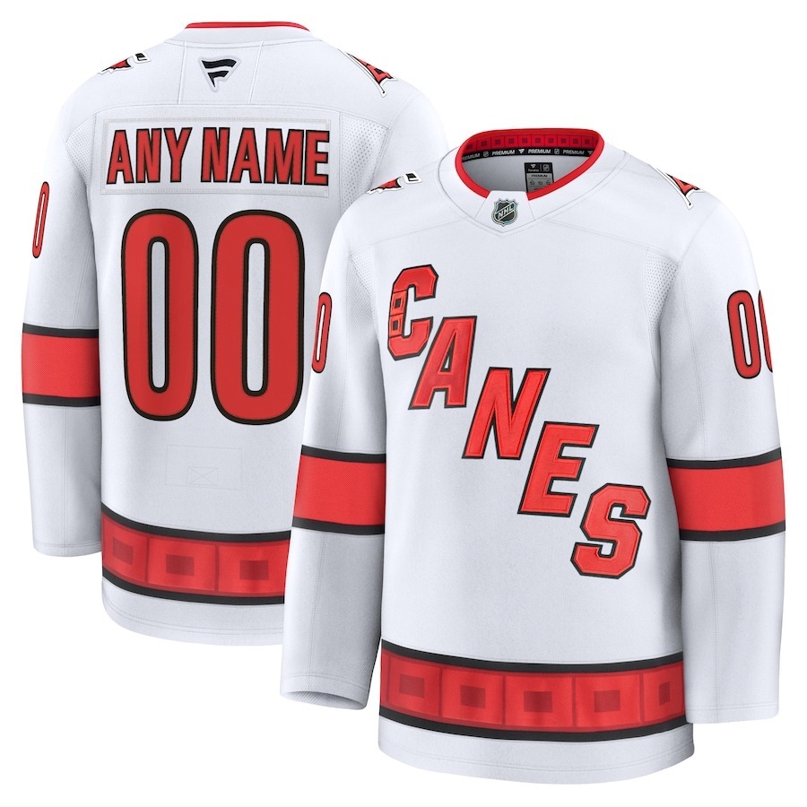 Men's Carolina Hurricanes Fanatics White Away Premium Custom Jersey - Jersey
