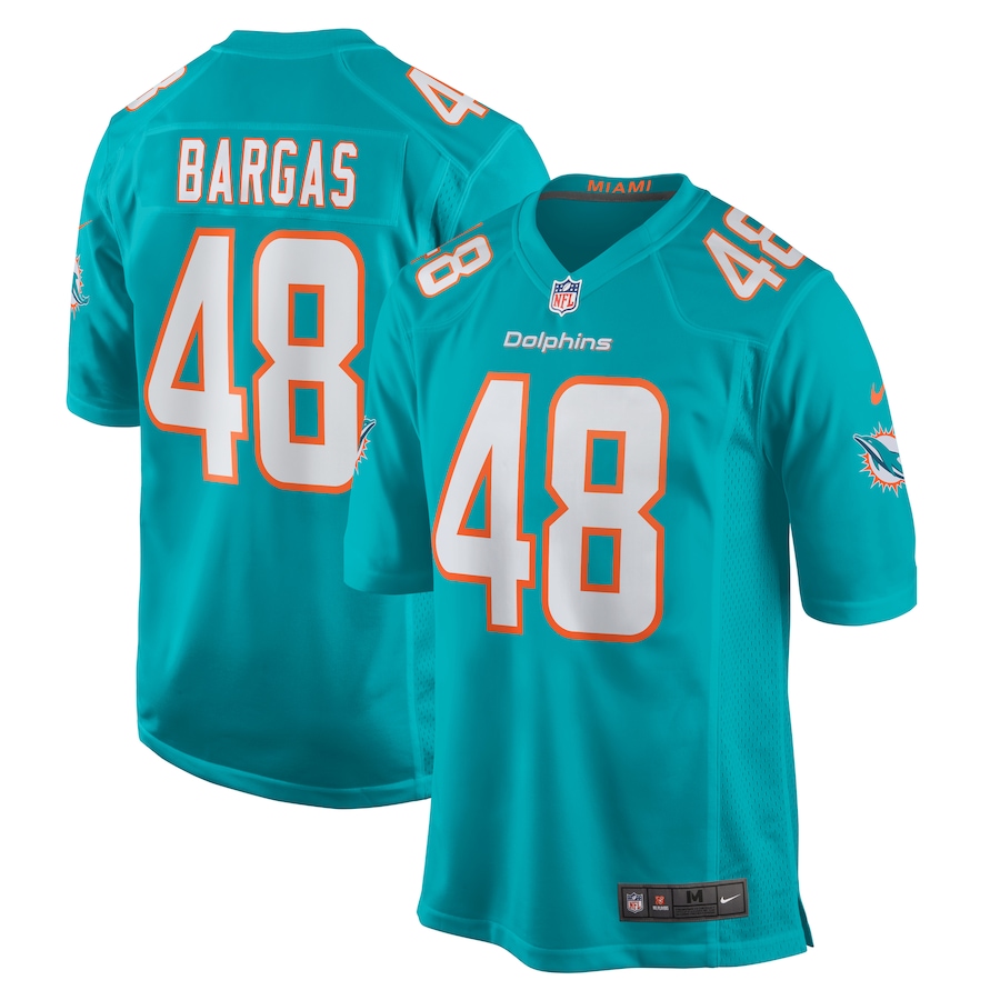 Men's Miami Dolphins Jake Bargas Nike Aqua Home Game Player Jersey - Jersey