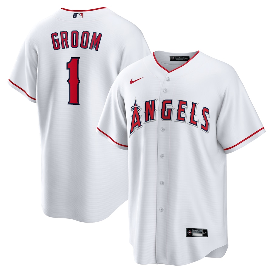Men's Los Angeles Angels Nike White #1 Groom Home Replica Jersey - Jersey