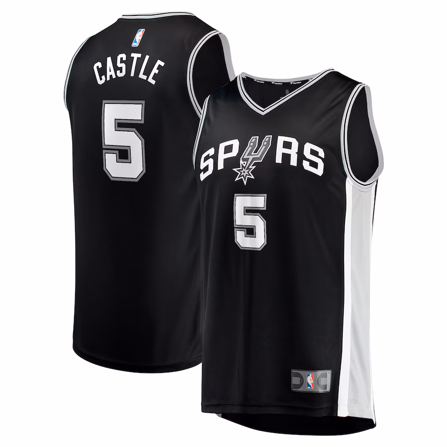 Youth San Antonio Spurs Stephon Castle Fanatics Black 2024 NBA Draft Fast Break Player Jersey - Icon Edition - Jersey