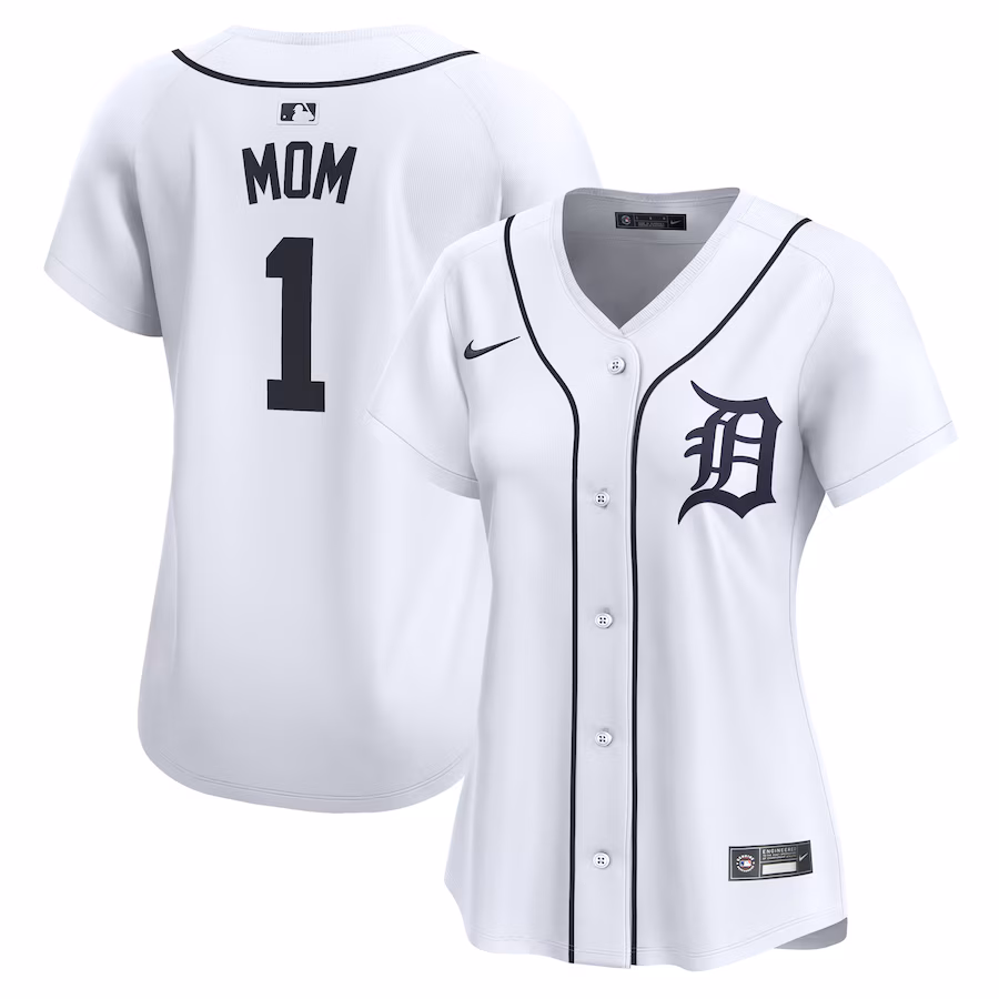 Women's Detroit Tigers Nike White #1 Mom Home Limited Jersey - Jersey
