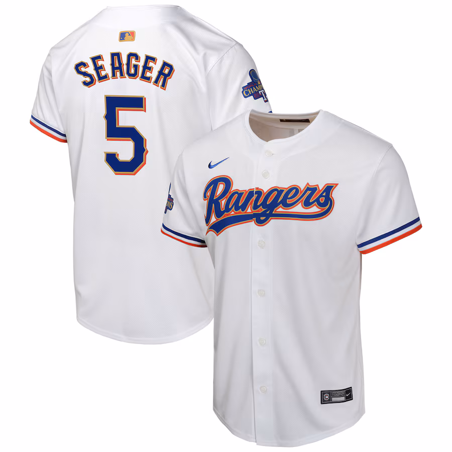Youth Texas Rangers Corey Seager Nike White 2024 Gold Collection Limited Player Jersey - Jersey