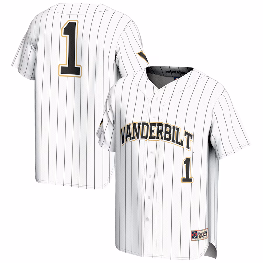 Youth GameDay Greats #1 White Vanderbilt Commodores Lightweight Baseball Jersey - Jersey