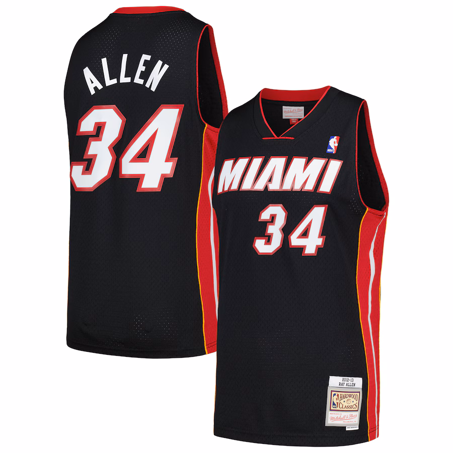 Men's Miami Heat Ray Allen Mitchell & Ness Black  2012/13 Hardwood Classics Swingman Jersey - Jersey