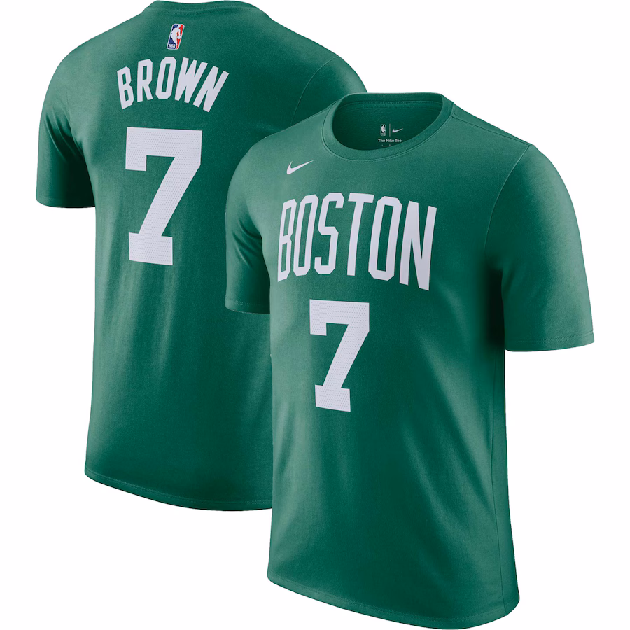 Men's Boston Celtics Jaylen Brown Nike Kelly Green Icon 2022/23 Name & Number T-Shirt - Jersey