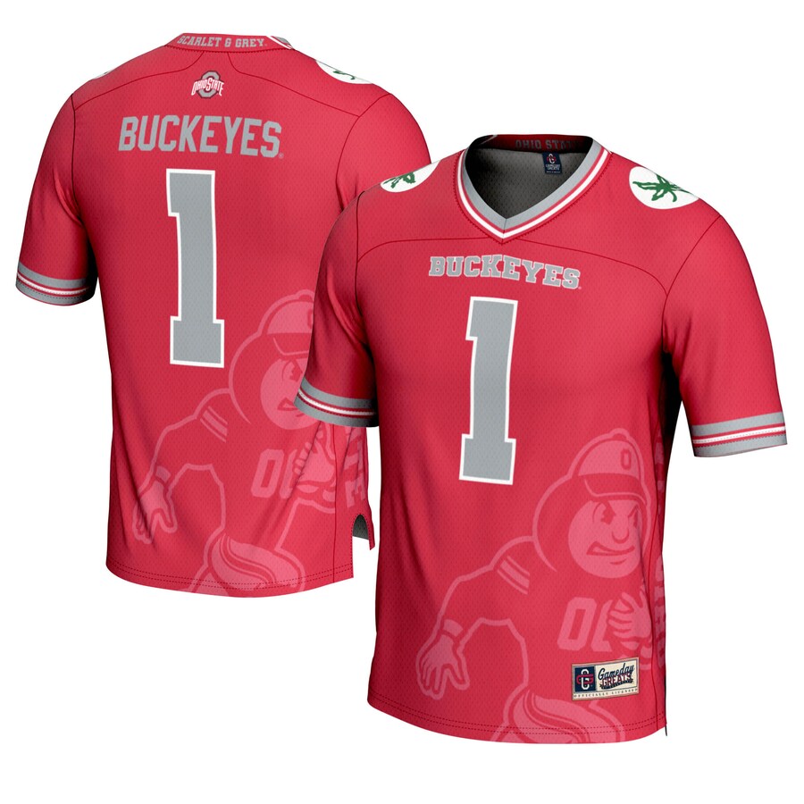 Youth GameDay Greats #1 Scarlet Ohio State Buckeyes Icon Print Football Fashion Jersey - Jersey