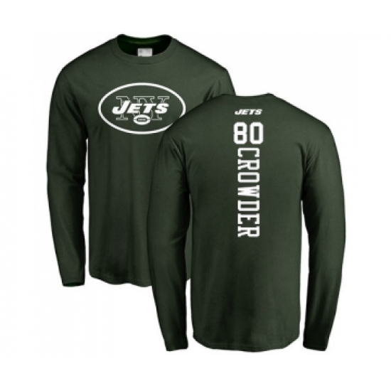 Football New York Jets #80 Jamison Crowder Green Backer Long Sleeve T-Shirt - Jersey