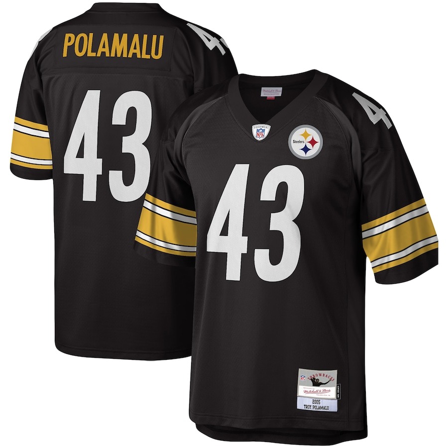 Men's Pittsburgh Steelers Troy Polamalu Mitchell & Ness Black Legacy Replica Jersey - Jersey
