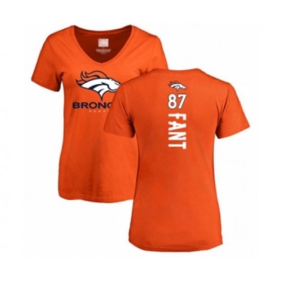 Football Women's Denver Broncos #87 Noah Fant Orange Backer T-Shirt - Jersey