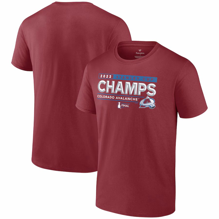 Men's Colorado Avalanche Fanatics Burgundy 2022 Stanley Cup Champions Winger T-Shirt - Jersey