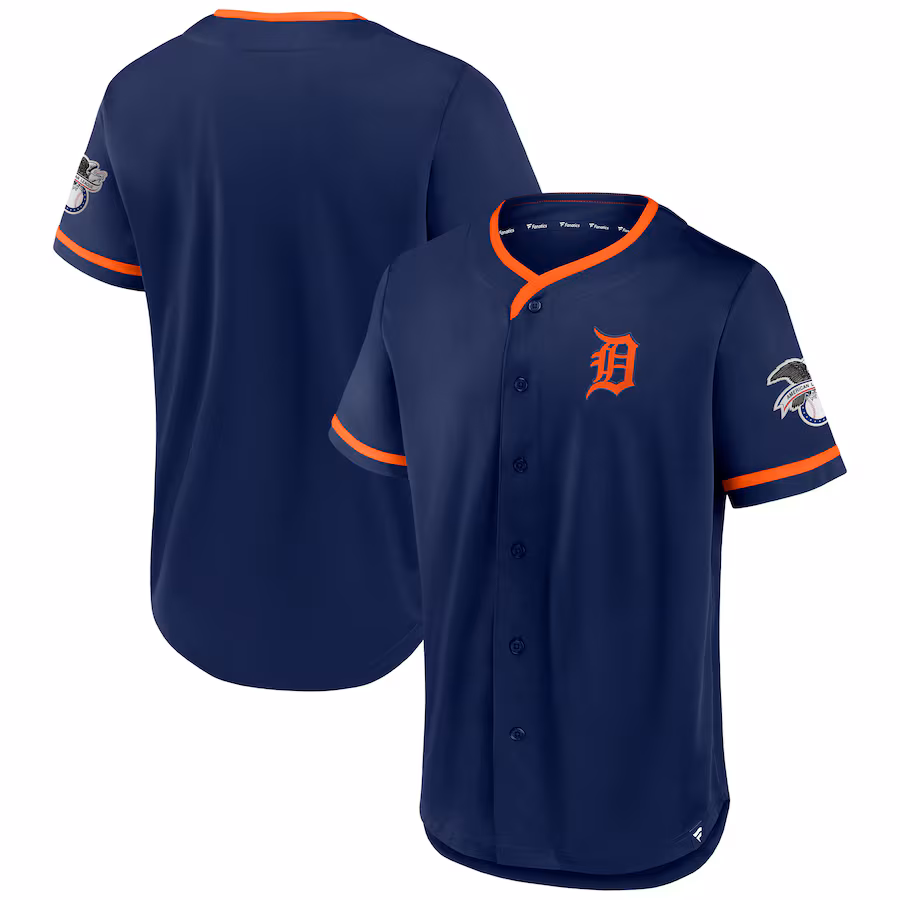 Men's Detroit Tigers Fanatics Navy Iconic Button-Up Top - Jersey