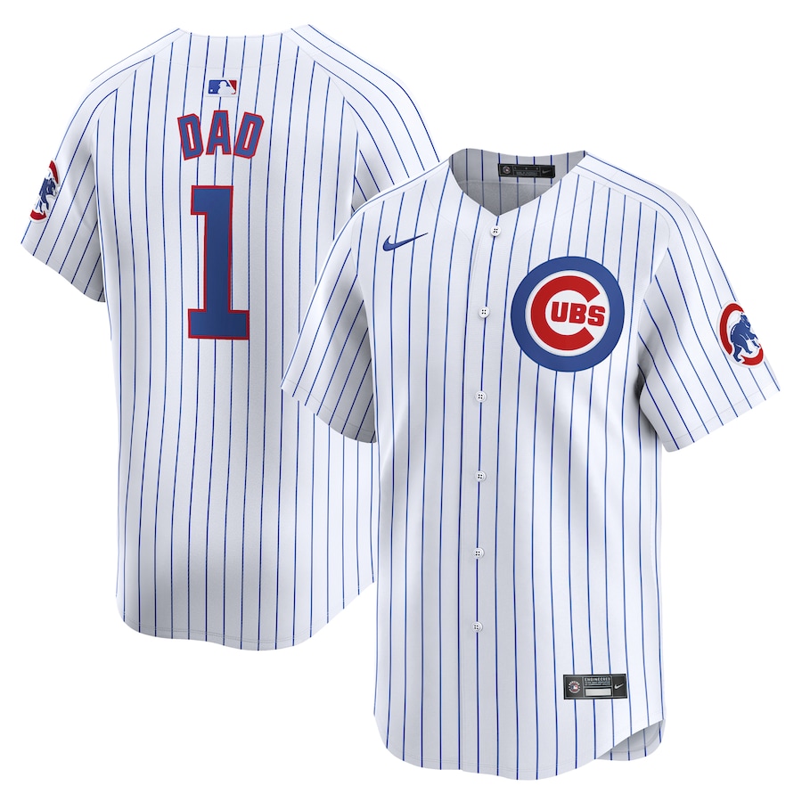 Men's Chicago Cubs Nike White #1 Dad Home Limited Jersey - Jersey