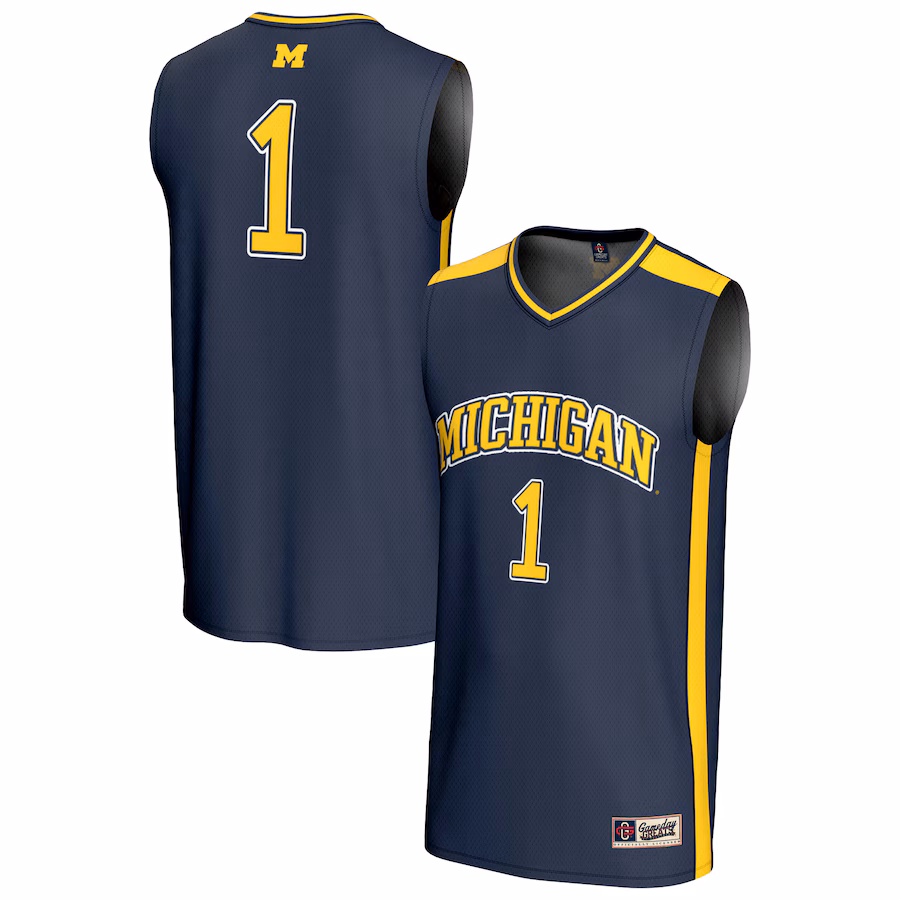 Unisex GameDay Greats #1 Navy Michigan Wolverines Lightweight Collegiate Basketball Fashion Jersey - Jersey