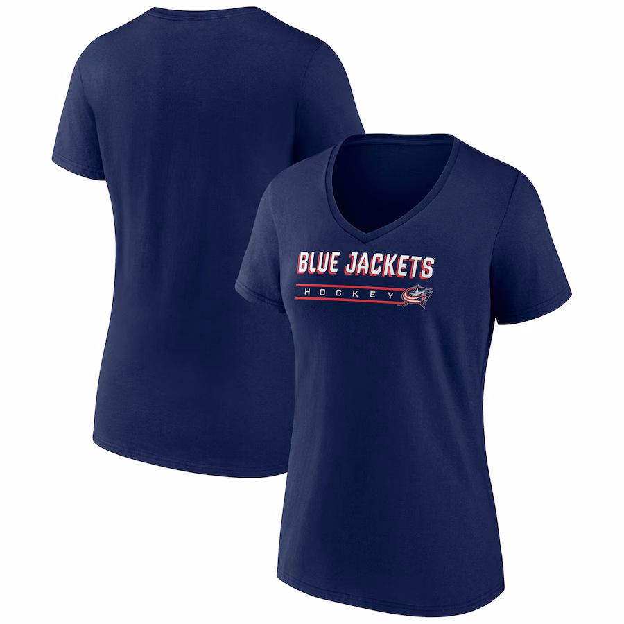 Women's Columbus Blue Jackets Fanatics Navy V-Neck T-Shirt - Jersey