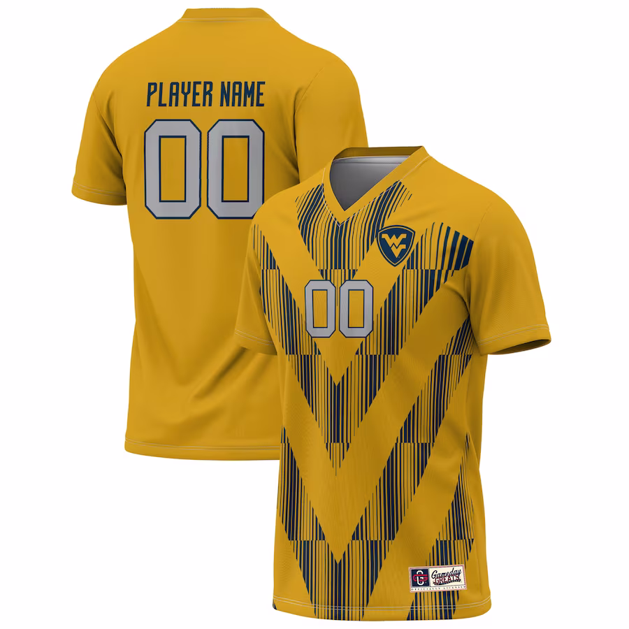 West Virginia Mountaineers GameDay Greats Youth Pick-A-Player NIL Lightweight Soccer Jersey - Gold - Jersey