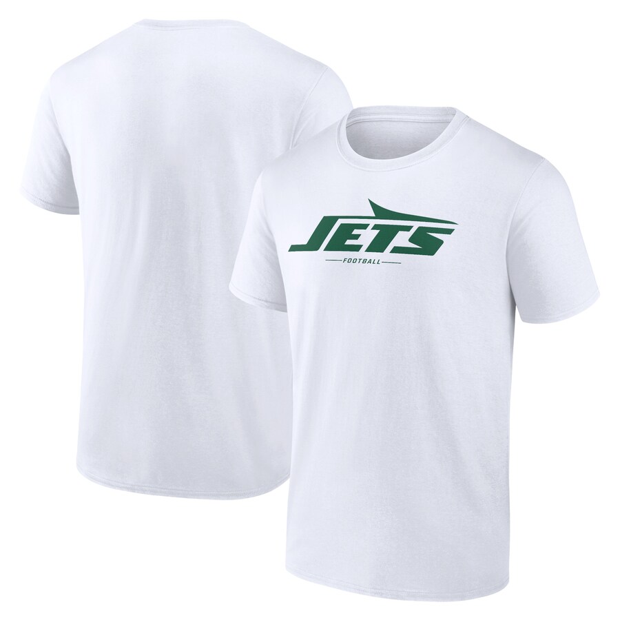 Men's New York Jets White Logo Team Lockup T-Shirt - Jersey