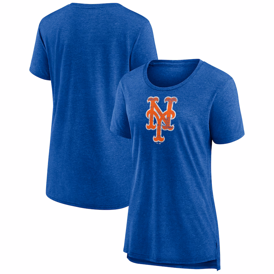 Women's New York Mets Royal Weathered Official Logo Tri-Blend T-Shirt - Jersey