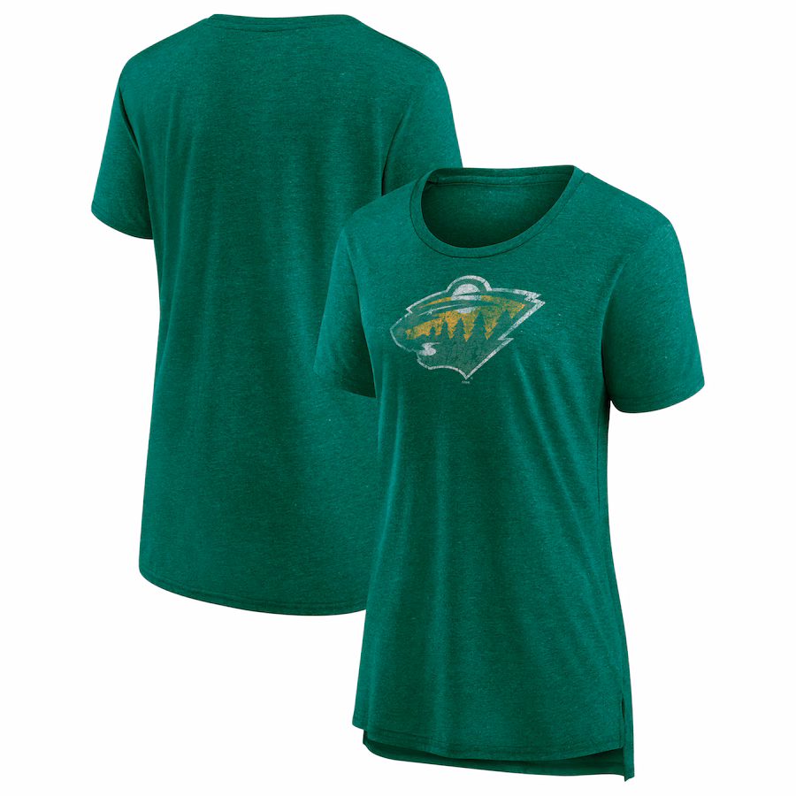 Women's Minnesota Wild Fanatics Heather Green Special Edition 2.0 Modern T-Shirt - Jersey