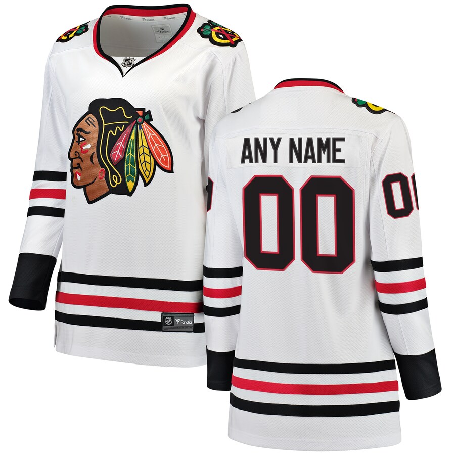 Women's Chicago Blackhawks Fanatics Branded White Away Breakaway Custom Jersey - Jersey