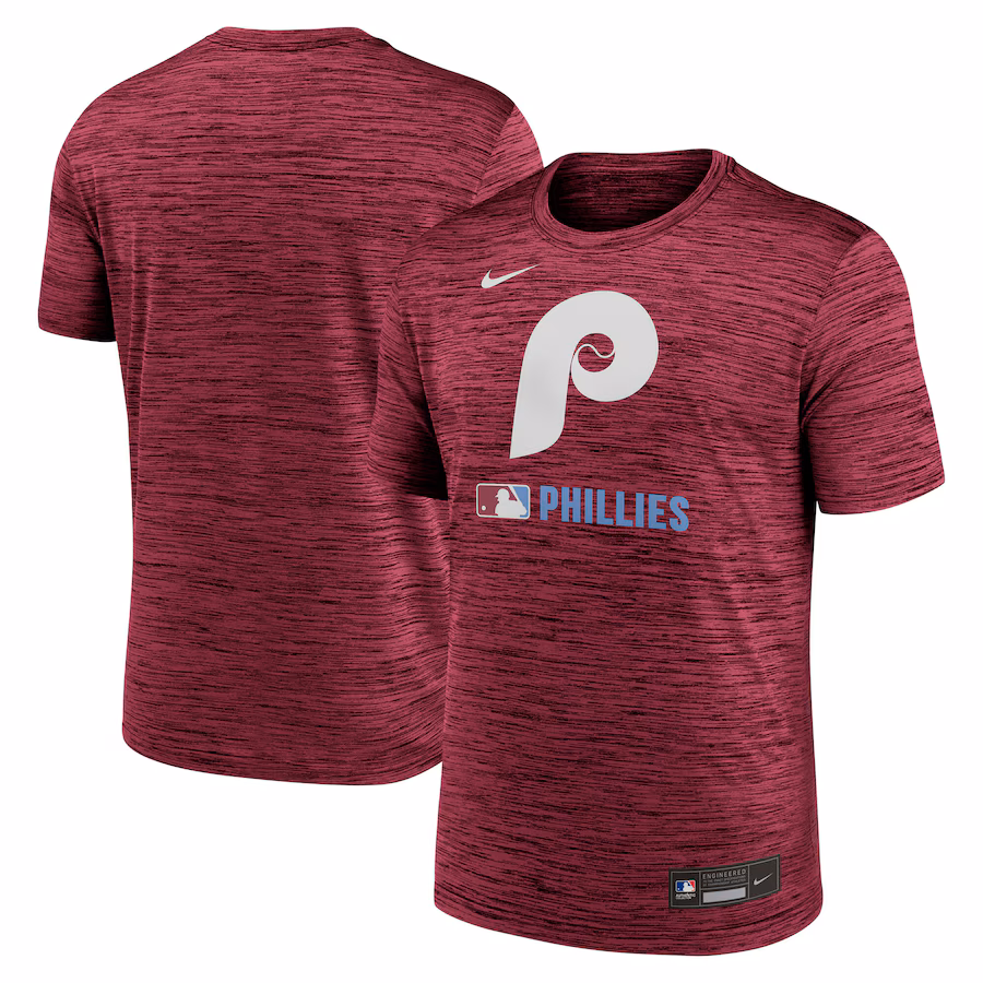 Men's Philadelphia Phillies Nike Burgundy Authentic Collection Velocity Performance Practice T-Shirt - Jersey