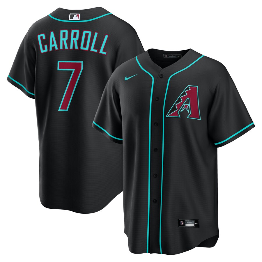 Men's Arizona Diamondbacks Corbin Carroll Nike Black Alternate Replica Jersey - Jersey