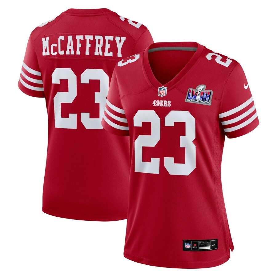 Women's San Francisco 49ers Christian McCaffrey Nike Scarlet Super Bowl LVIII Game Jersey - Jersey