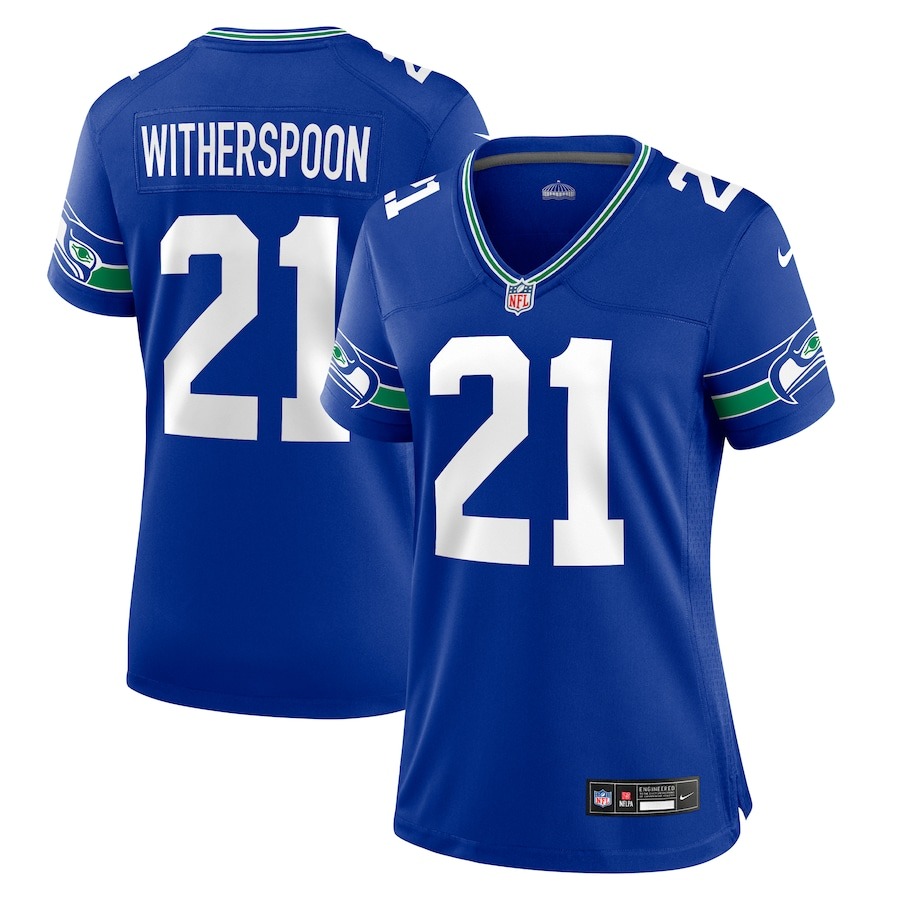 Women's Seattle Seahawks Devon Witherspoon Nike Royal Throwback Player Game Jersey - Jersey