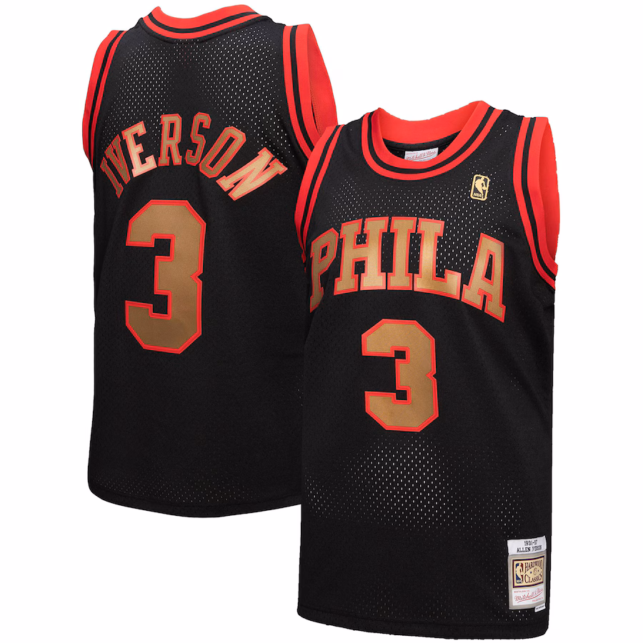 Men's Philadelphia 76ers Allen Iverson Mitchell & Ness Black 1996/97 Hardwood Classics Reload 3.0 Swingman Jersey - Jersey