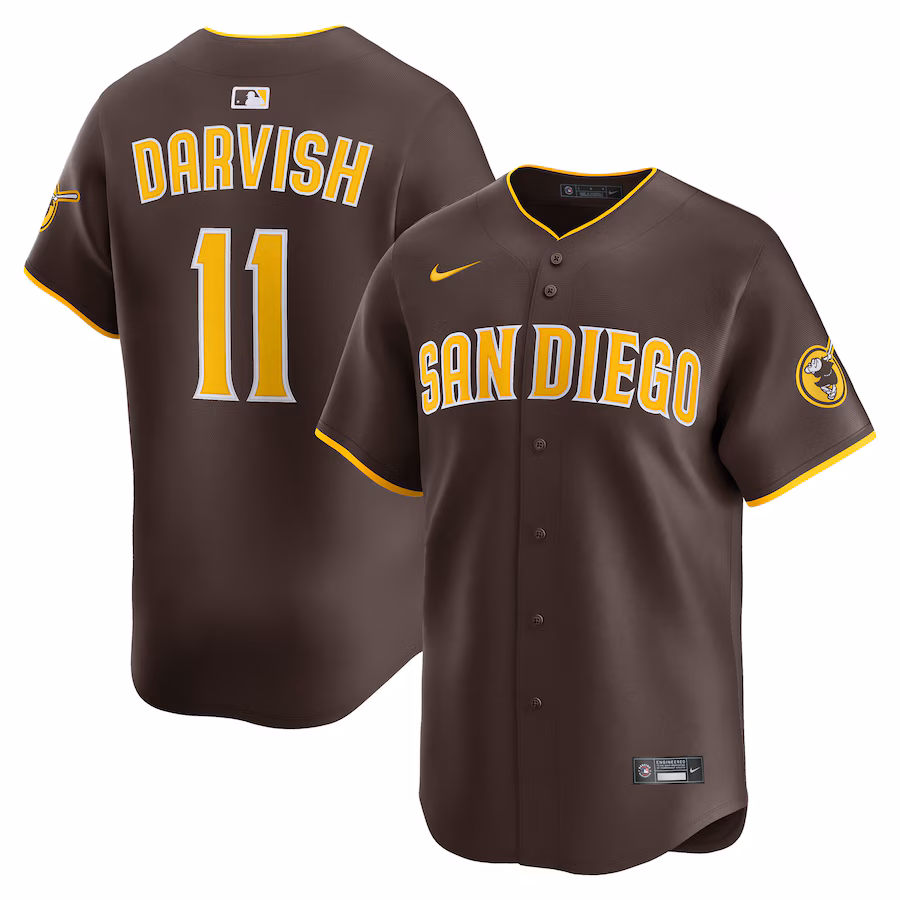 Men's San Diego Padres Yu Darvish Nike Brown Road Limited Player Jersey - Jersey