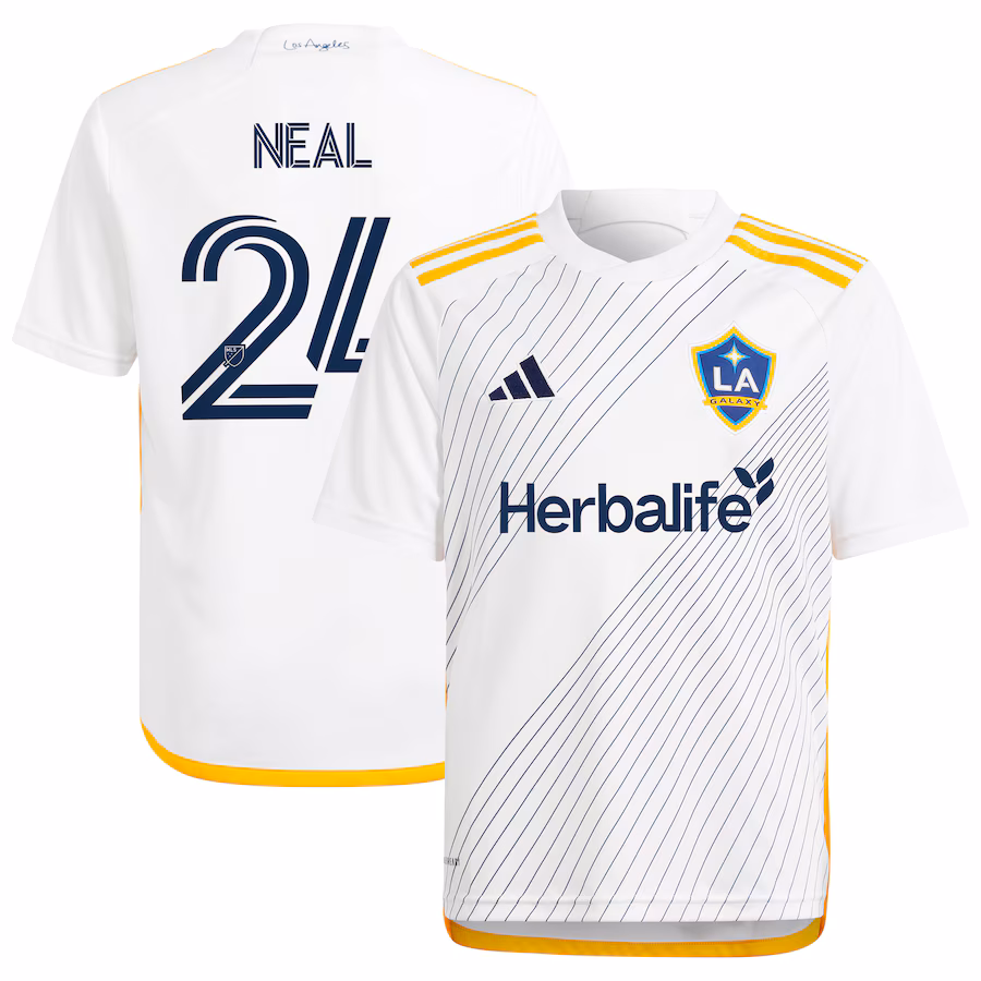 Youth LA Galaxy Jalen Neal adidas White 2024 Angeleno Kit Replica Player Jersey - Jersey