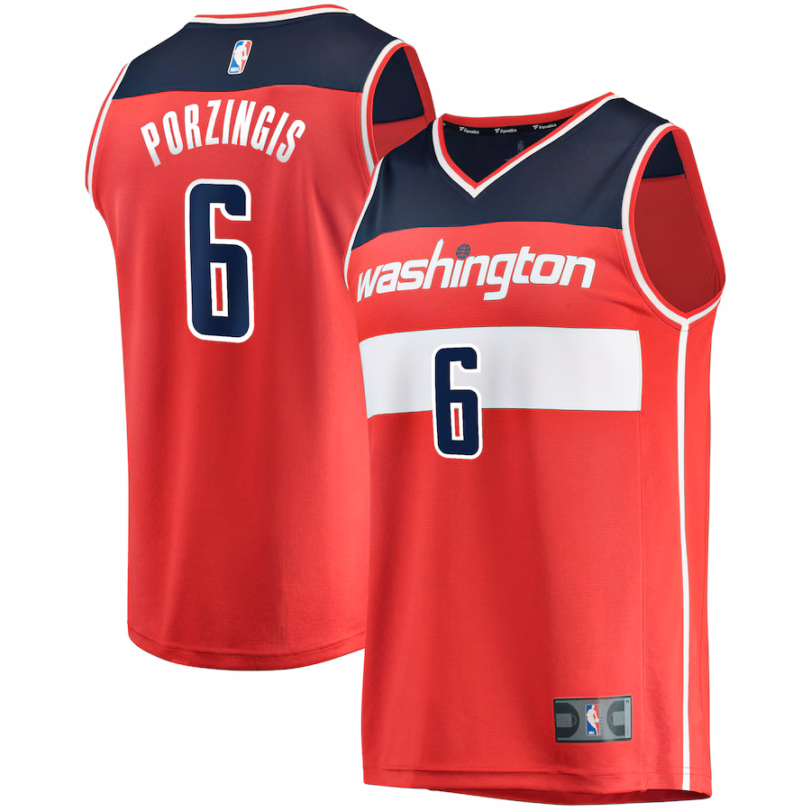Men's Washington Wizards Kristaps Porzingis Fanatics Red Fast Break Replica Jersey - Icon Edition - Jersey