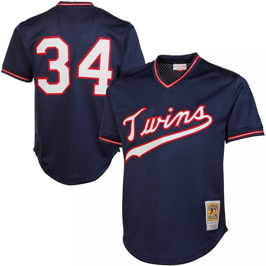 Men's Minnesota Twins Kirby Puckett Mitchell & Ness Navy 1985 Authentic Cooperstown Collection Mesh Batting Practice Jersey - Jersey