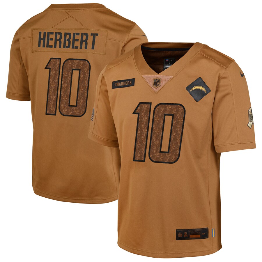 Youth Los Angeles Chargers Justin Herbert Nike Brown 2023 Salute To Service Limited Jersey - Jersey