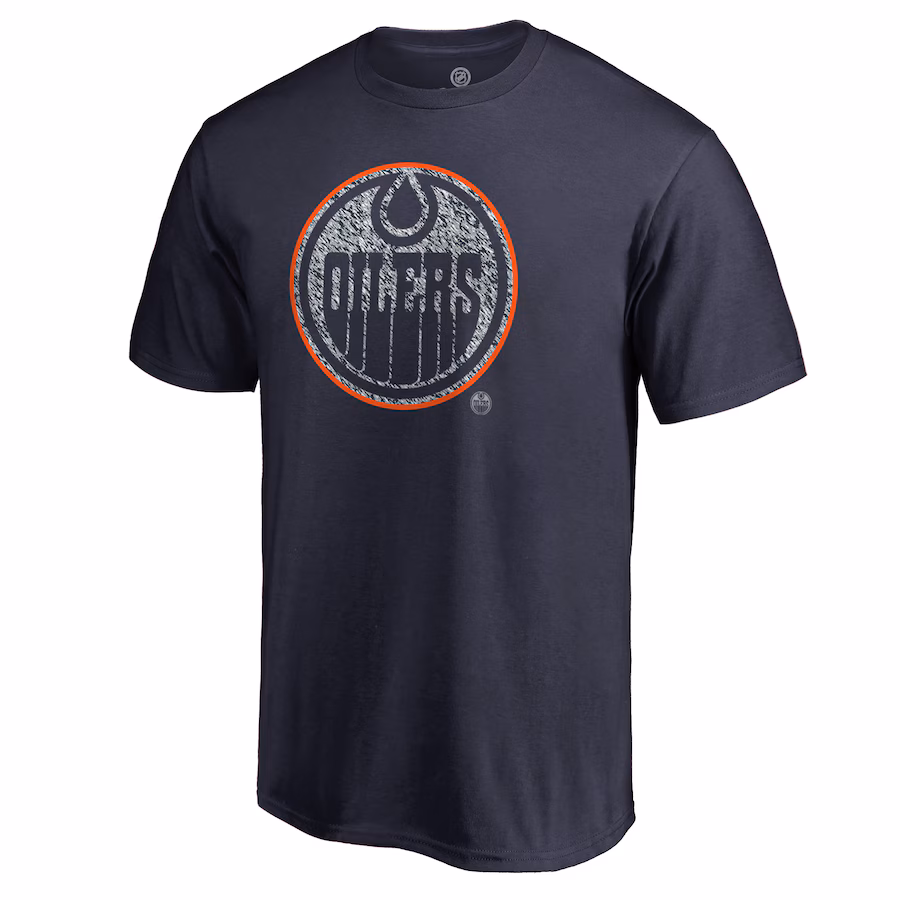 Men's Edmonton Oilers Navy Static Logo T-Shirt - Jersey
