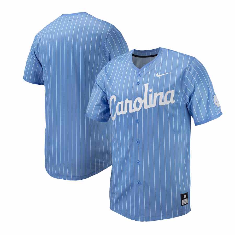 North Carolina Tar Heels Nike Pinstripe Replica Baseball Jersey - Carolina Blue - Jersey