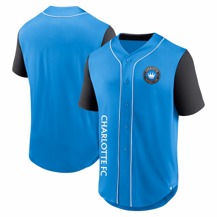 Men's Charlotte FC Fanatics Blue Balance Fashion Baseball Jersey - Jersey