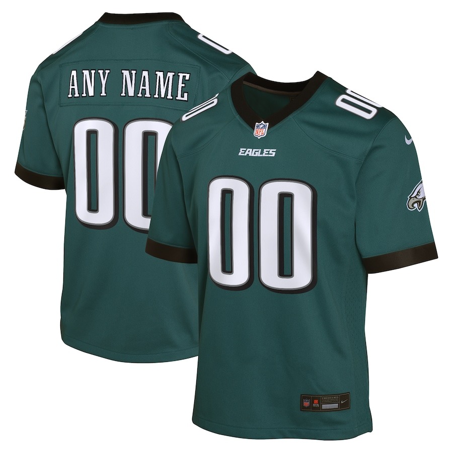 Youth Philadelphia Eagles Nike Midnight Green Custom Game Jersey - Jersey