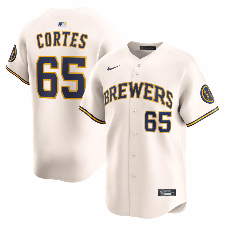 Men's Milwaukee Brewers Nestor Cortes Nike Cream Home Limited Player Jersey - Jersey