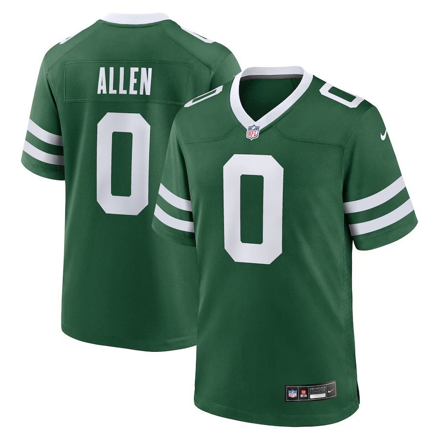 Men's New York Jets Braelon Allen Nike Legacy Green Game Jersey - Jersey
