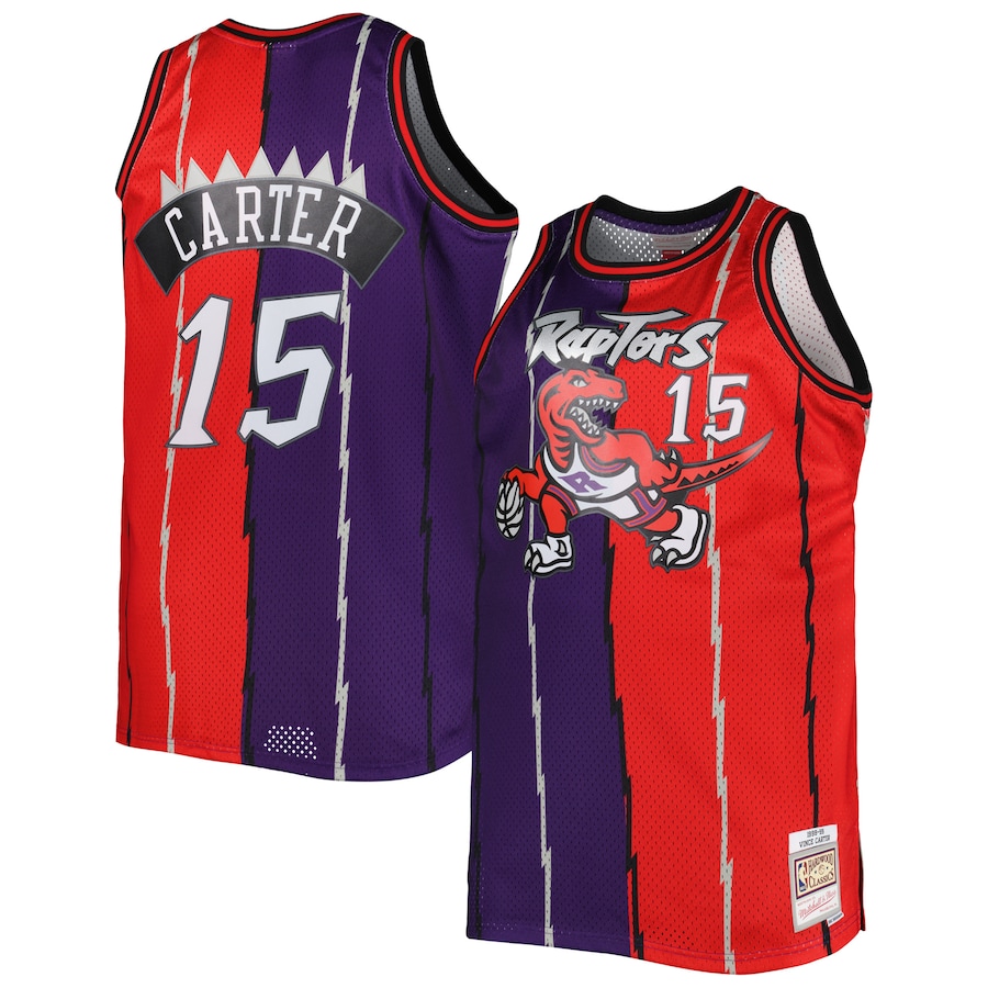 Men's Toronto Raptors Mitchell & Ness Purple/ Red Big & Tall Hardwood Classics 1998/99 Split Swingman Jersey - Jersey